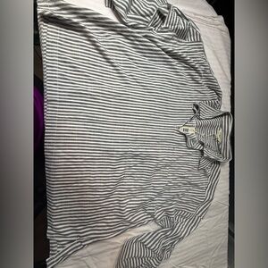 Max Studio Gray and White Striped Button-Down Shirt